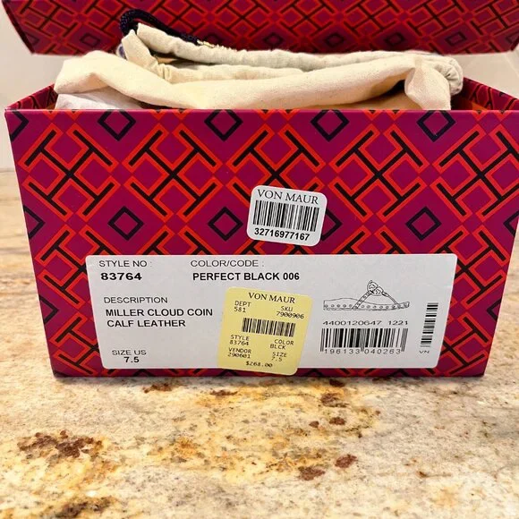 Tory Burch  Studded Black and Gold Flip Flop - Picture 7 of 7